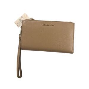 Michael Kors Jet Set Double Zip Leather Wristlet Wallet Camel NWT MSRP $158